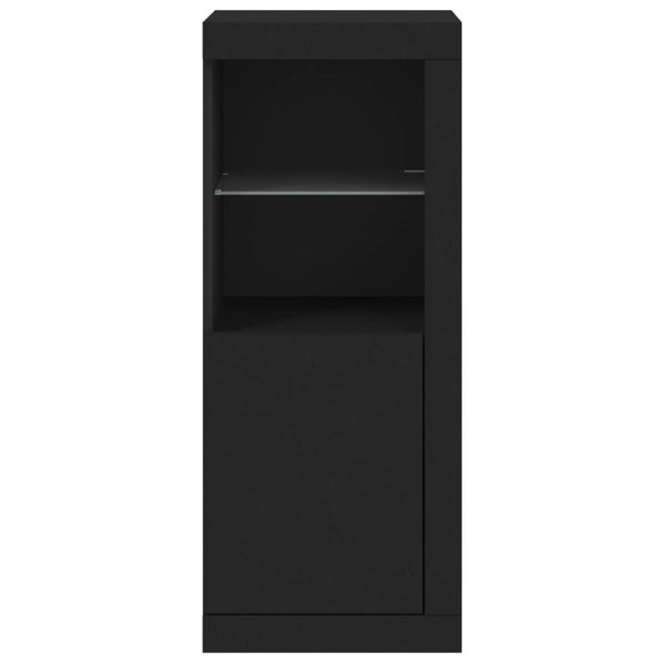 Schwarzes Sideboard mit LED-Leuchten 41x37x100 cm