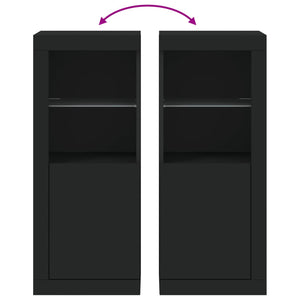 Schwarzes Sideboard mit LED-Leuchten 41x37x100 cm