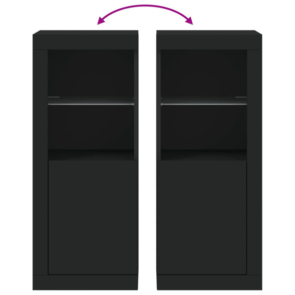 Schwarzes Sideboard mit LED-Leuchten 41x37x100 cm