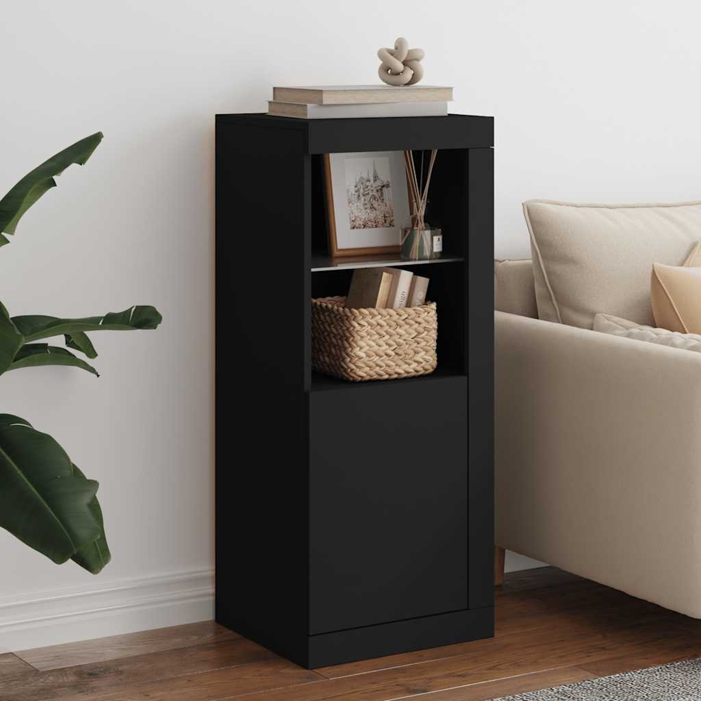 Schwarzes Sideboard mit LED-Leuchten 41x37x100 cm