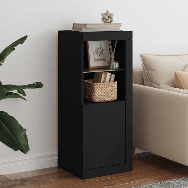 Schwarzes Sideboard mit LED-Leuchten 41x37x100 cm