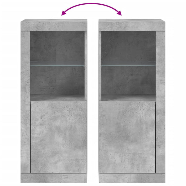 Betongraues Sideboard mit LED-Leuchten