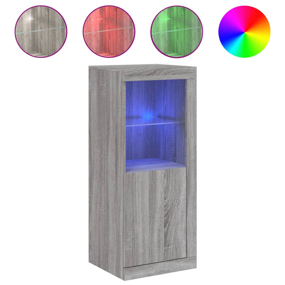 Graues Sideboard mit LED-Leuchten, 41x37x100 cm