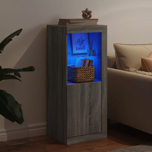 Graues Sideboard mit LED-Leuchten, 41x37x100 cm