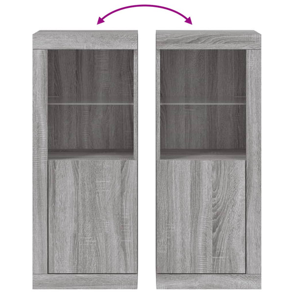 Graues Sideboard mit LED-Leuchten, 41x37x100 cm