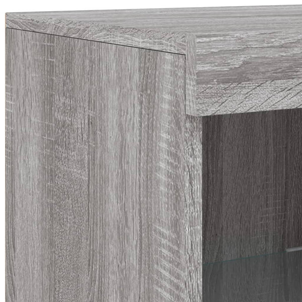 Graues Sideboard mit LED-Leuchten, 41x37x100 cm