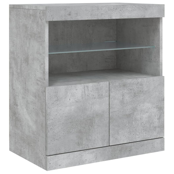 Betongraues Sideboard mit LED-Leuchten 60 cm
