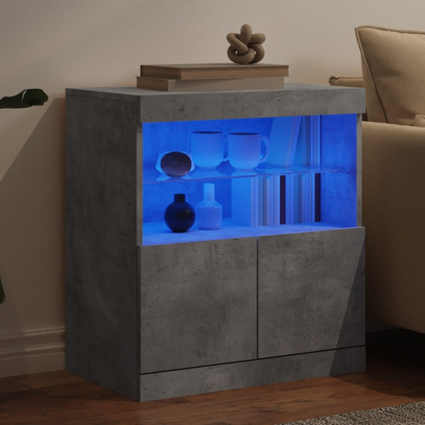 Betongraues Sideboard mit LED-Leuchten 60 cm