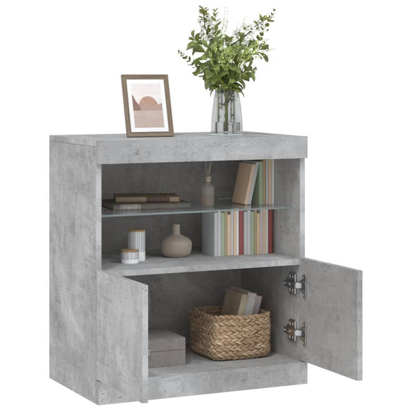 Betongraues Sideboard mit LED-Leuchten 60 cm