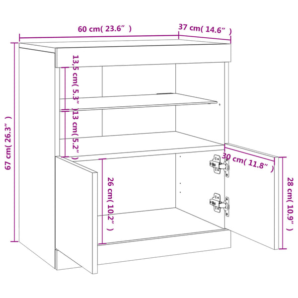 Sideboard Grau Sonoma mit LED 60cm