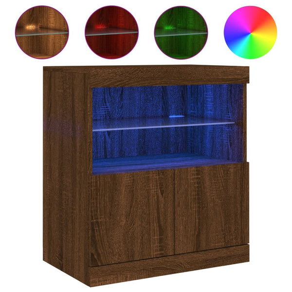 Sideboard mit LED Braun Eichenoptik 60 cm