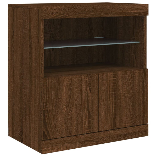 Sideboard mit LED Braun Eichenoptik 60 cm