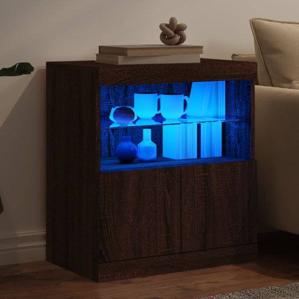 Sideboard mit LED Braun Eichenoptik 60 cm