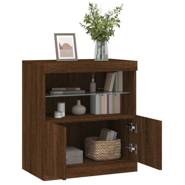 Sideboard mit LED Braun Eichenoptik 60 cm