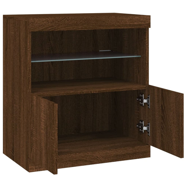 Sideboard mit LED Braun Eichenoptik 60 cm
