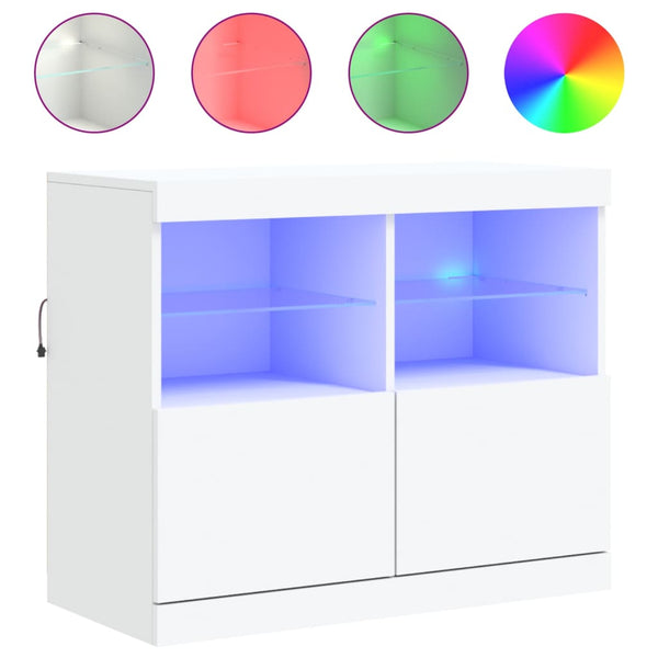 Sideboard mit LED Weiß 81x37x67 cm