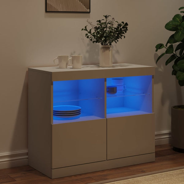 Sideboard mit LED Weiß 81x37x67 cm