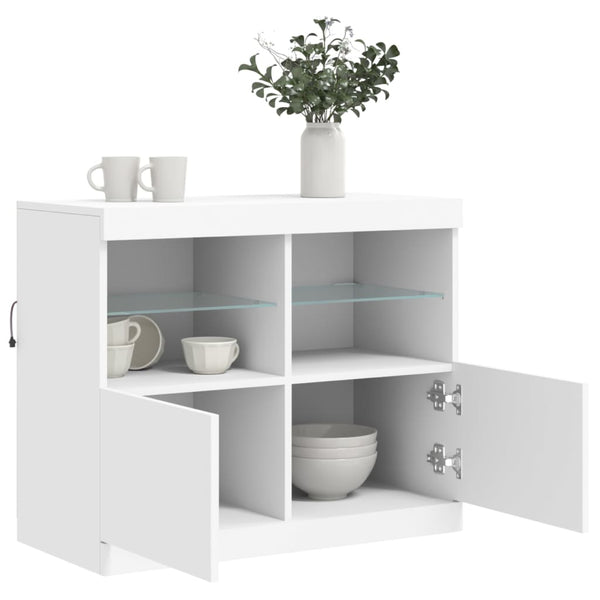 Sideboard mit LED Weiß 81x37x67 cm