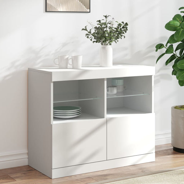 Sideboard mit LED Weiß 81x37x67 cm