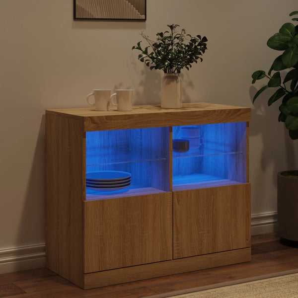 Sideboard mit LED Sonoma-Eiche 81x37x67 cm