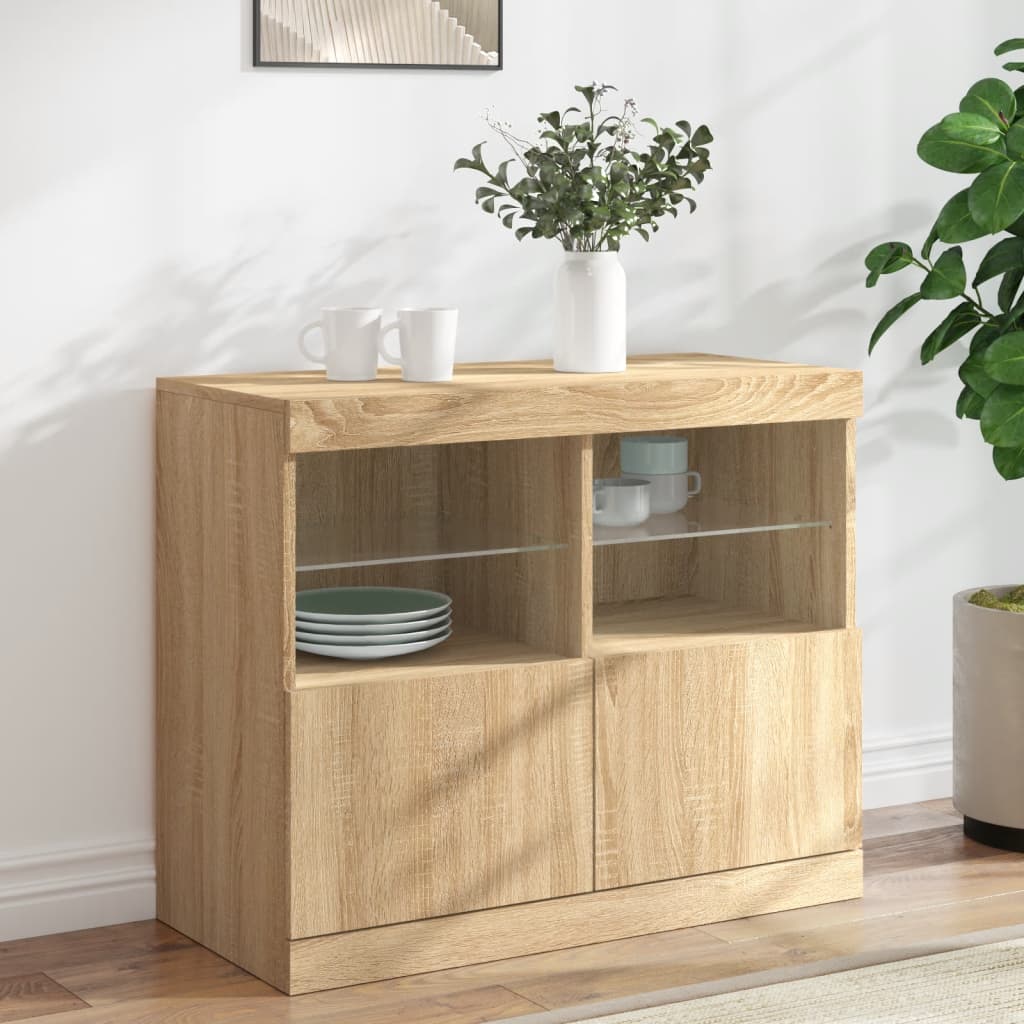 Sideboard mit LED Sonoma-Eiche 81x37x67 cm