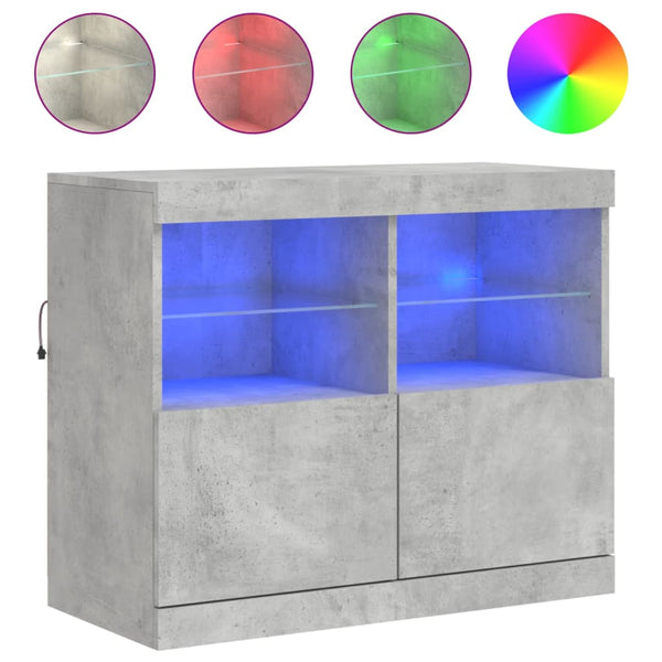Sideboard mit LED Betongrau 81x37x67 cm