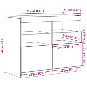 Sideboard mit LED Betongrau 81x37x67 cm