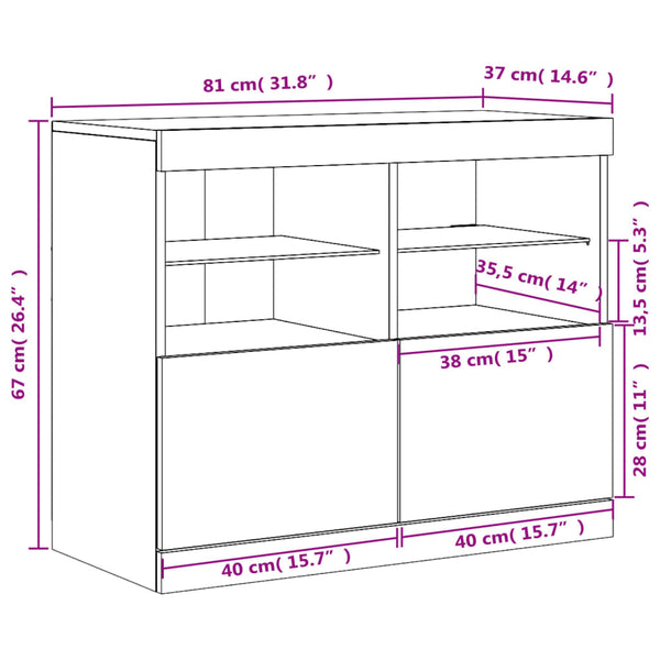 Sideboard mit LED Betongrau 81x37x67 cm