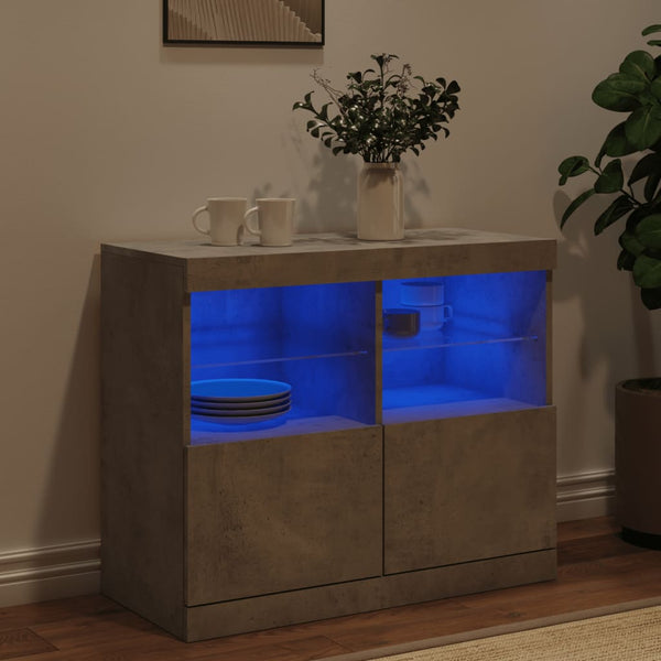 Sideboard mit LED Betongrau 81x37x67 cm