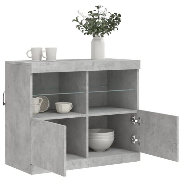 Sideboard mit LED Betongrau 81x37x67 cm