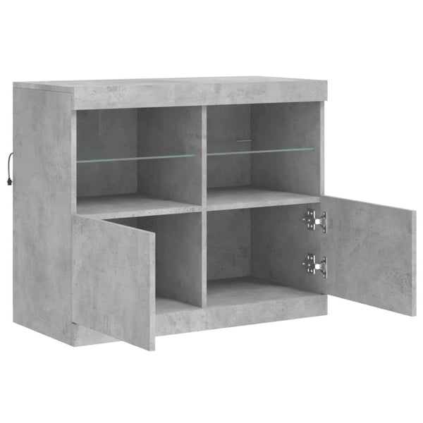 Sideboard mit LED Betongrau 81x37x67 cm