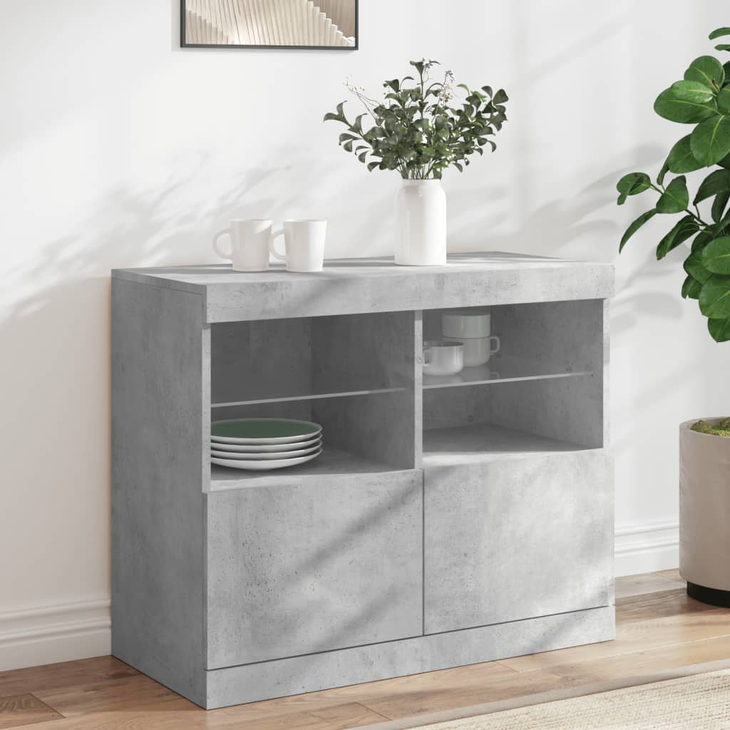 Sideboard mit LED Betongrau 81x37x67 cm