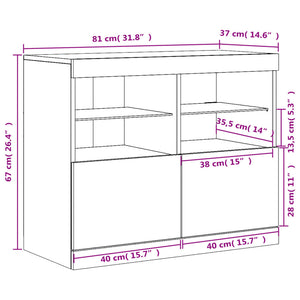 Sideboard mit LED-Leuchten, Räuchereiche, 81 cm