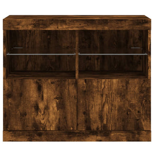 Sideboard mit LED-Leuchten, Räuchereiche, 81 cm