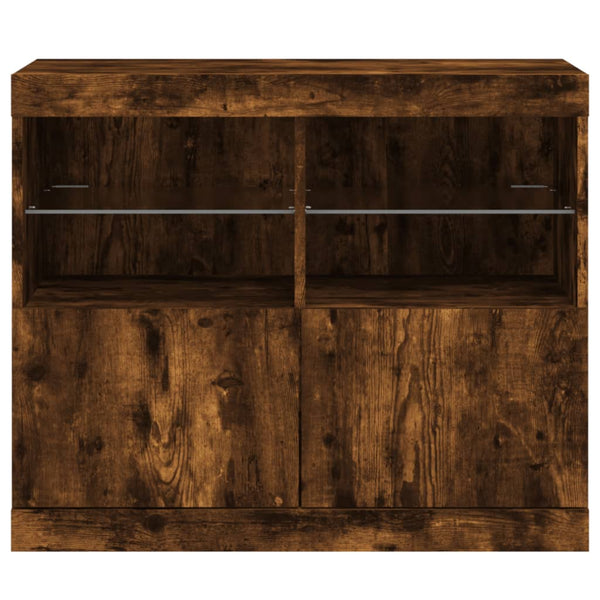 Sideboard mit LED-Leuchten, Räuchereiche, 81 cm
