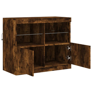Sideboard mit LED-Leuchten, Räuchereiche, 81 cm
