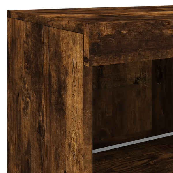 Sideboard mit LED-Leuchten, Räuchereiche, 81 cm