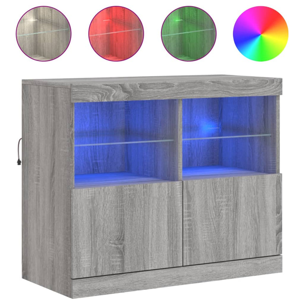 vidaXL Sideboard with LED Lights Sonoma Grey 81x37x67 cm