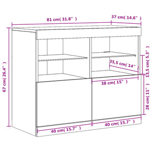 Graues Sideboard mit LED-Beleuchtung 81 cm