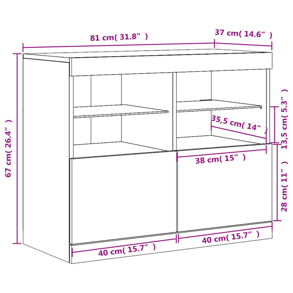 Graues Sideboard mit LED-Beleuchtung 81 cm