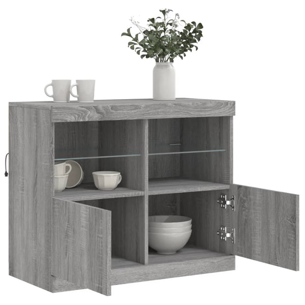 Graues Sideboard mit LED-Beleuchtung 81 cm