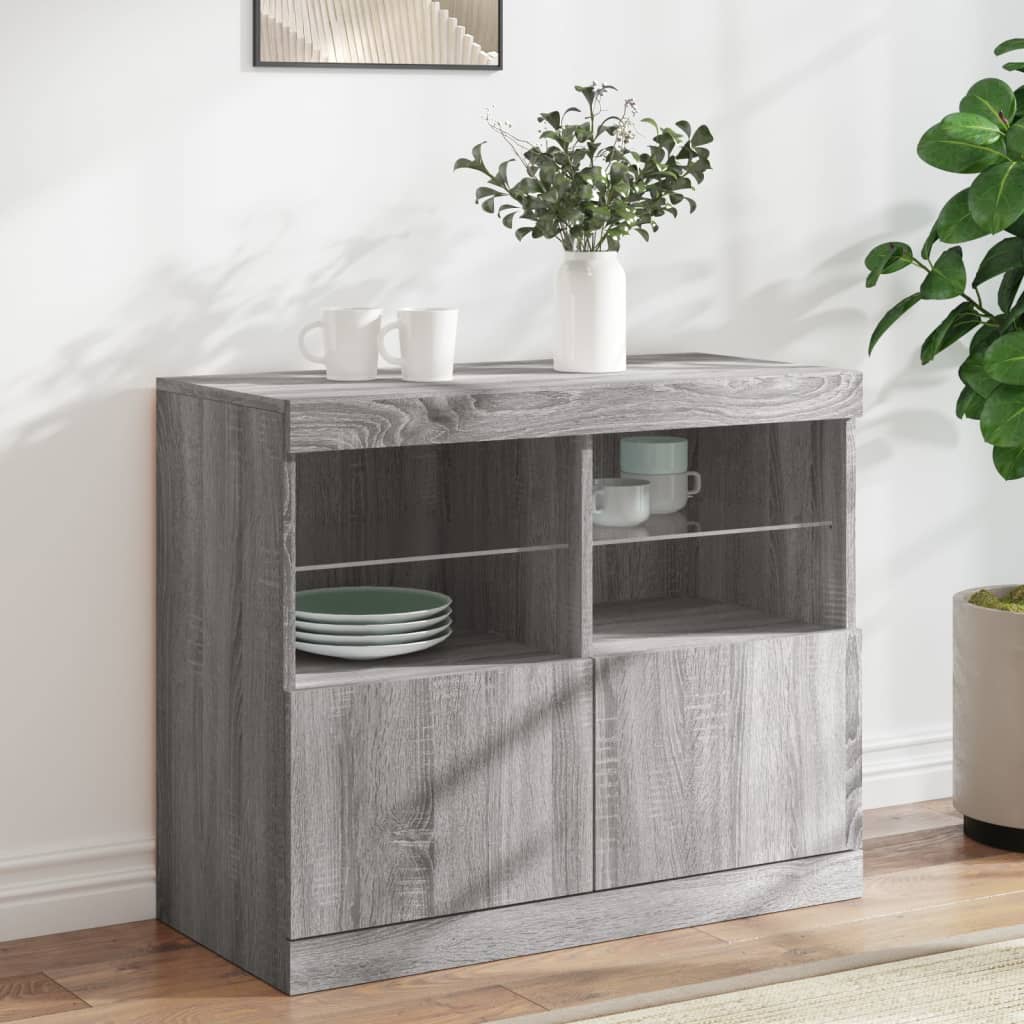 Graues Sideboard mit LED-Beleuchtung 81 cm