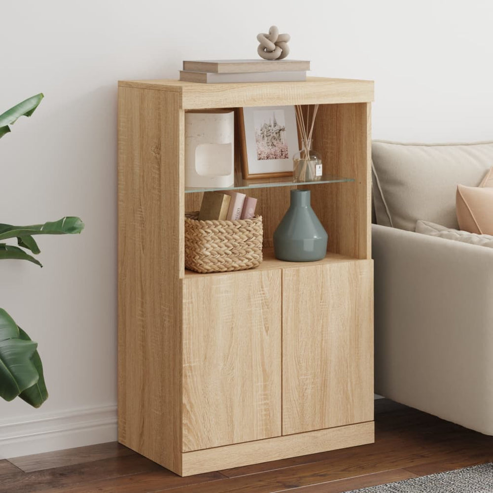 Sideboard Sonoma-Eiche mit LED-Leuchten 60,5x37x100 cm