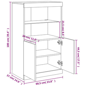 Sideboard mit LED Betongrau 60,5x37x100 cm