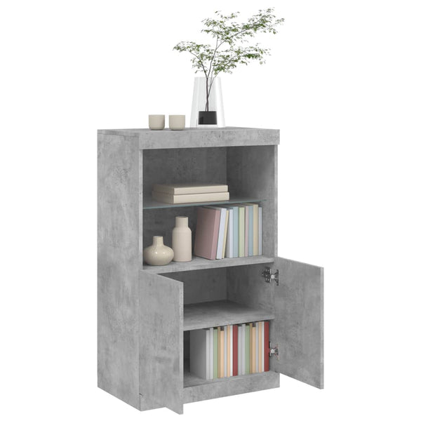 Sideboard mit LED Betongrau 60,5x37x100 cm