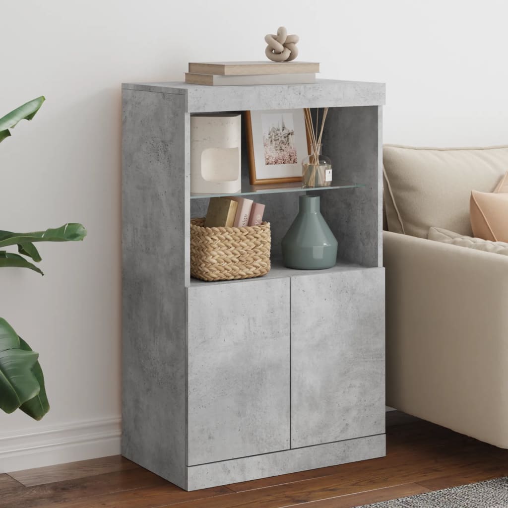Sideboard mit LED Betongrau 60,5x37x100 cm
