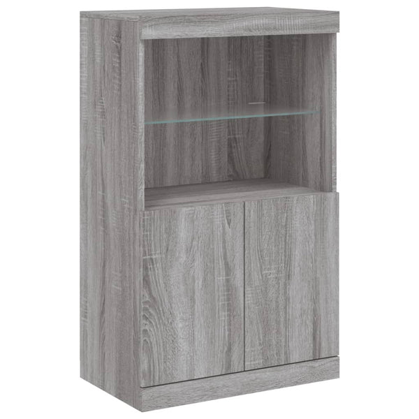 Sideboard Grau Sonoma mit LED-Leuchten 60,5x37x100 cm