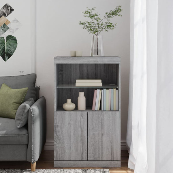 Sideboard Grau Sonoma mit LED-Leuchten 60,5x37x100 cm