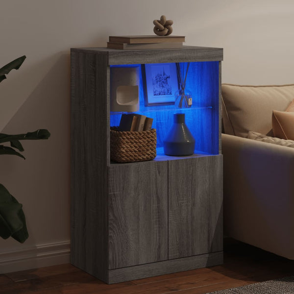 Sideboard Grau Sonoma mit LED-Leuchten 60,5x37x100 cm