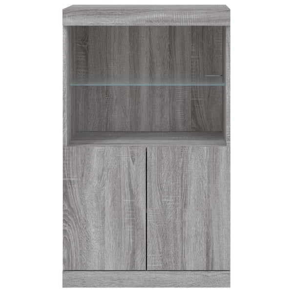 Sideboard Grau Sonoma mit LED-Leuchten 60,5x37x100 cm